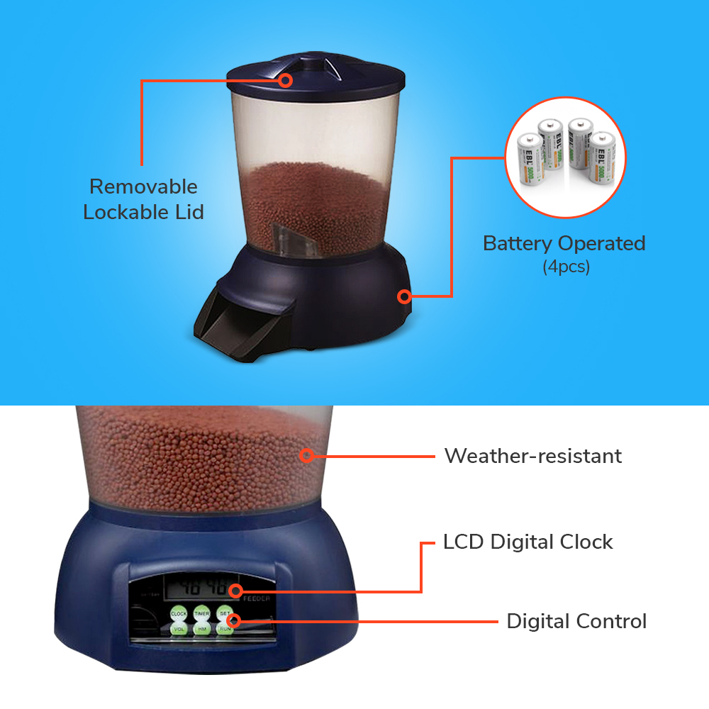 Jebao Automatic Programmable Pond Fish Feeder, perfect for KOI, 5 Litre