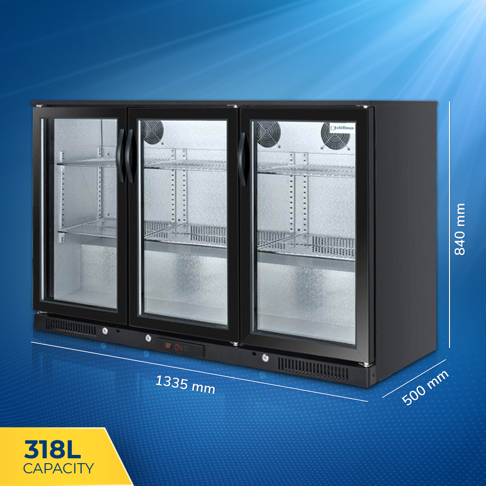 Chillmax Bar Beer Wine Fridge 3 Glass Door Black 318l Under Counter Chillmax Bar Beer Wine Fridge 3 Glass Door