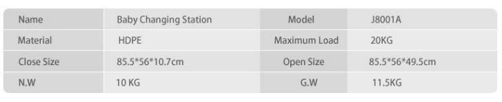 baby changing station size
