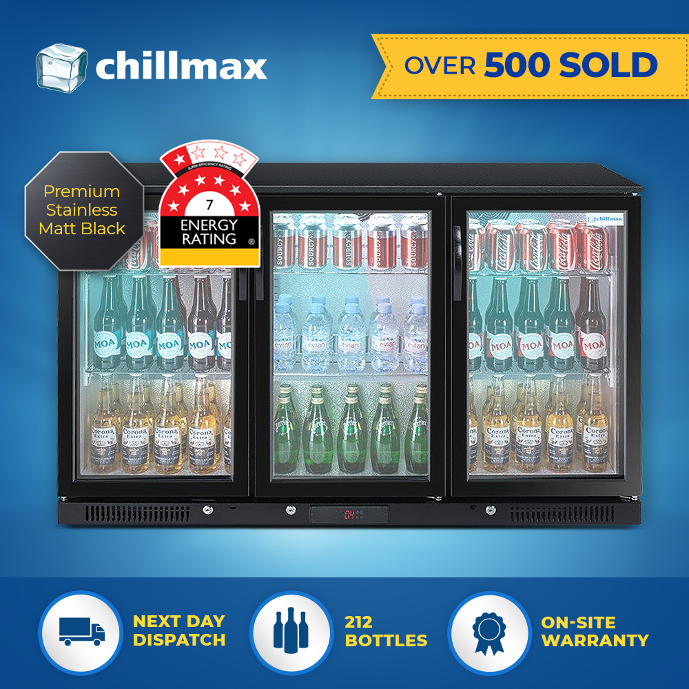 3 door best sale glass bar fridge