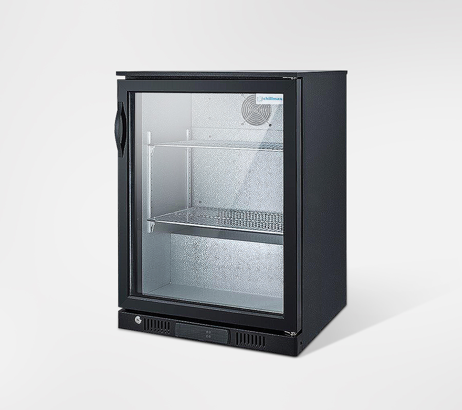 1-door black bar fridge