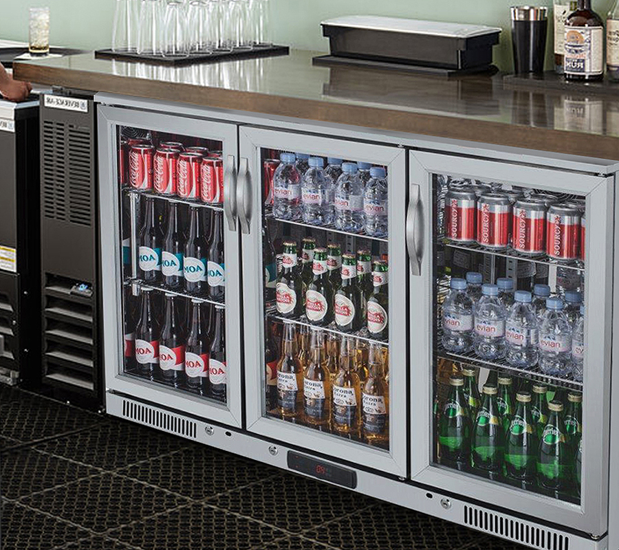 3-door stainless steel bar fridge