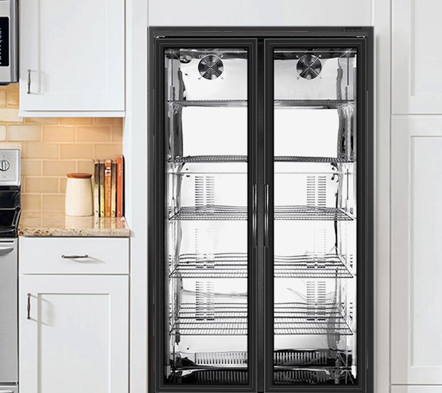 2-Door Black Upright Fridge