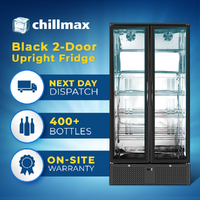 Chillmax Upright 2 door Bar Fridge BLACK