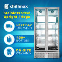 Chillmax Upright 2 door Bar Fridge STAINLESS STEEL