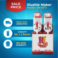 Slushie Maker 30L - 2x15L Red - Commercial Unit Free PU