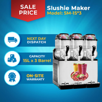 Slushie Maker 45L - 3x15L Black - Commercial Unit Free PU