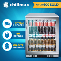 Chillmax 128L Stainless Steel 1-Door Glass Bar Fridge