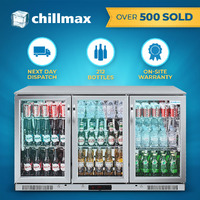 Chillmax 318L Stainless Steel 3-Door Glass Bar Fridge