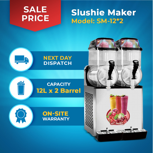 Slushie Maker 24L - 2x12L Black - Commercial Unit Free PU