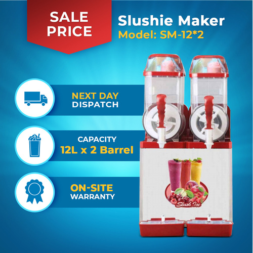 Slushie Maker 24L - 2x12L Red - Commercial Unit Free PU