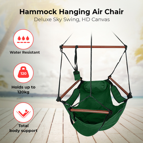 Deluxe Sky Swing Camping Hammock [Color: Green]