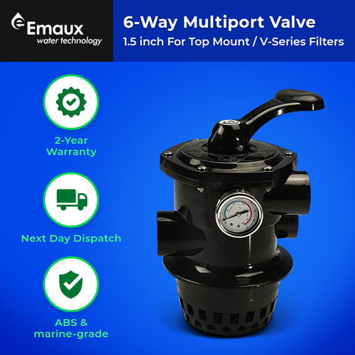 Emaux 6-Way Top-Mount Multiport Valve Replacement 1.5in