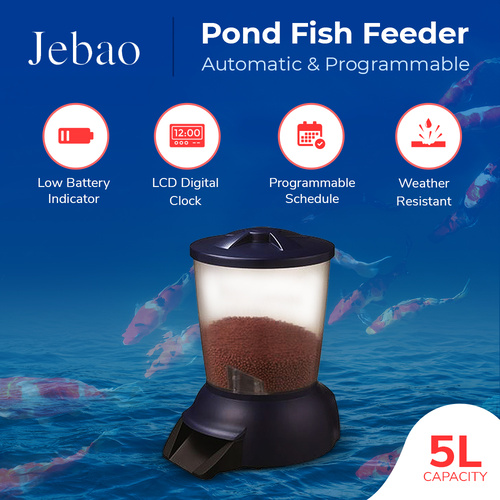 Jebao Automatic Programmable Pond Fish Feeder, perfect for KOI, 5 Litre capacity