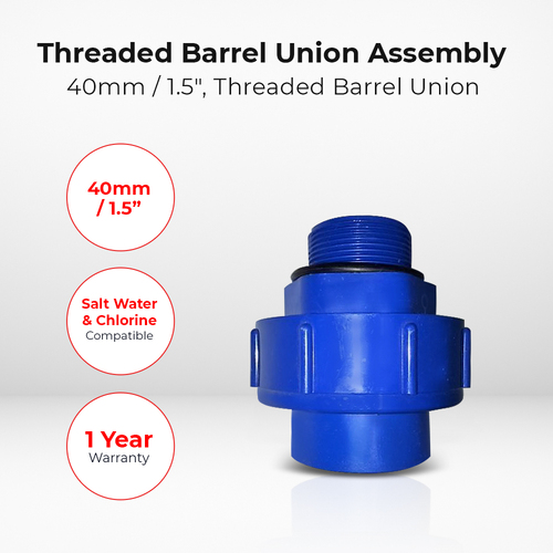 1pc Threaded Barrel Union Assembly for Pool Spa Sand Filter [Size: 40mm/1.5"]