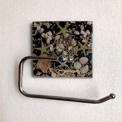 Sand and Shell Black Toilet Roll Holder 