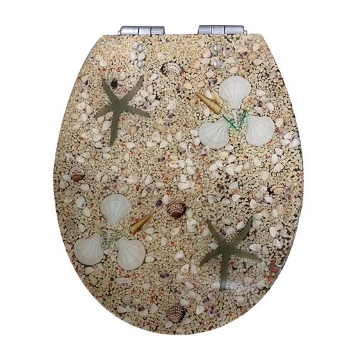 Sand and Shell Clear Soft Close Toilet Seat