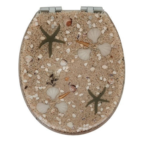 Sand and Shell Clear Soft Close Toilet Seat