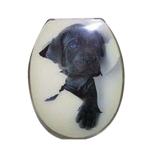 Black Puppy 2pce Toilet Seat